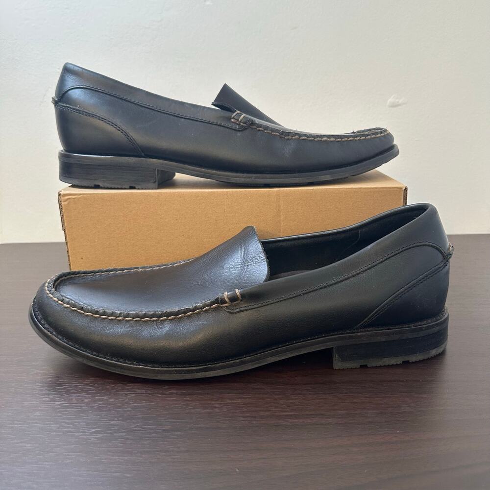 Sperry Top-Sider Black Leather Venetian Moc Toe Slip-On Loafers, Size 13, Preppy